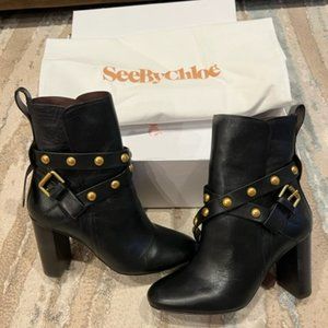 see by chloe boots gold straps